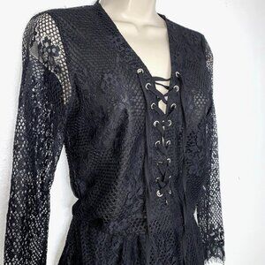 COTTON CANDY Mesh Eyelash Lace SHEER CORSET ROMPER S Witch Gypsy Vamp Whimsigoth